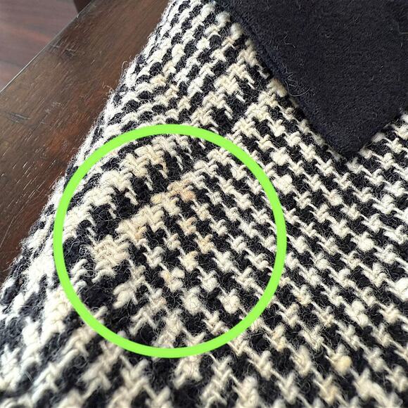 Vintage 60s Wool Houndstooth Cropped Blazer Black & White XS–S - Picture 8 of 16